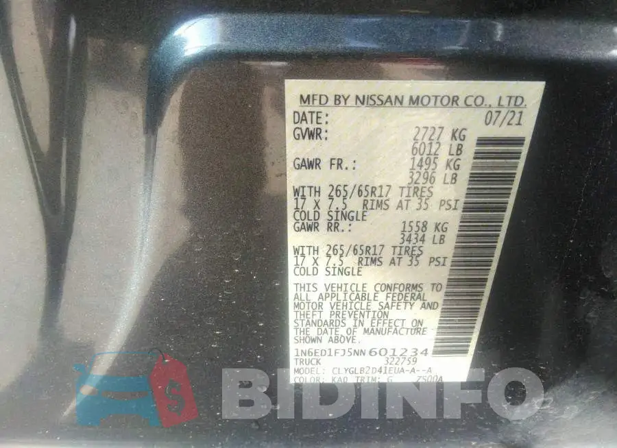 1N6ED1FJ5NN601234 Photo# 9