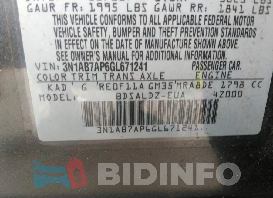 3N1AB7AP6GL671241 Photo# 9