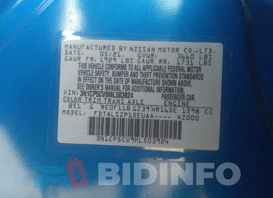 3N1CP5CV9ML503924 Photo# 9