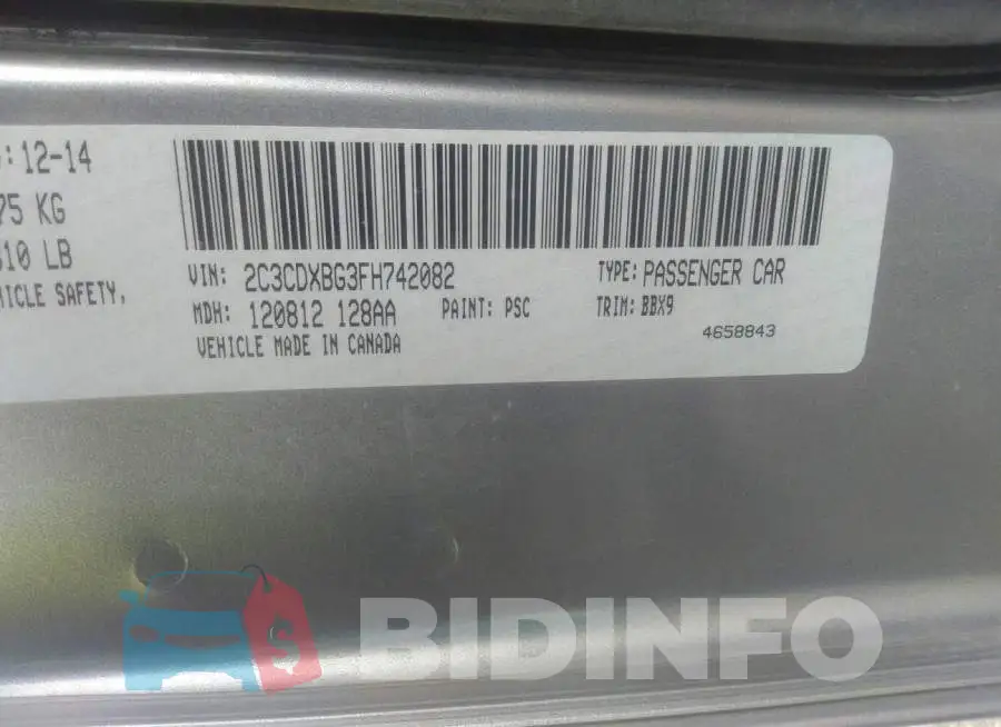 2C3CDXBG3FH742082 Photo# 9