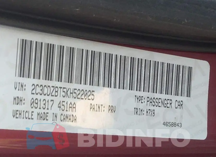 2C3CDZBT5KH522025 Photo# 9