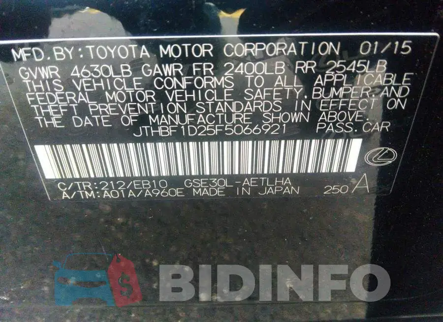 JTHBF1D25F5066921 Photo# 9