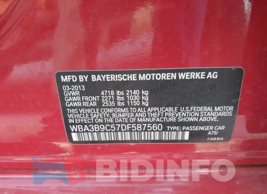WBA3B9C57DF587560 Photo# 9