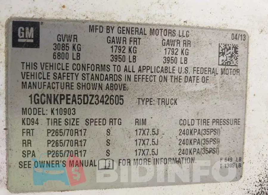 1GCNKPEA5DZ342605 Photo# 9