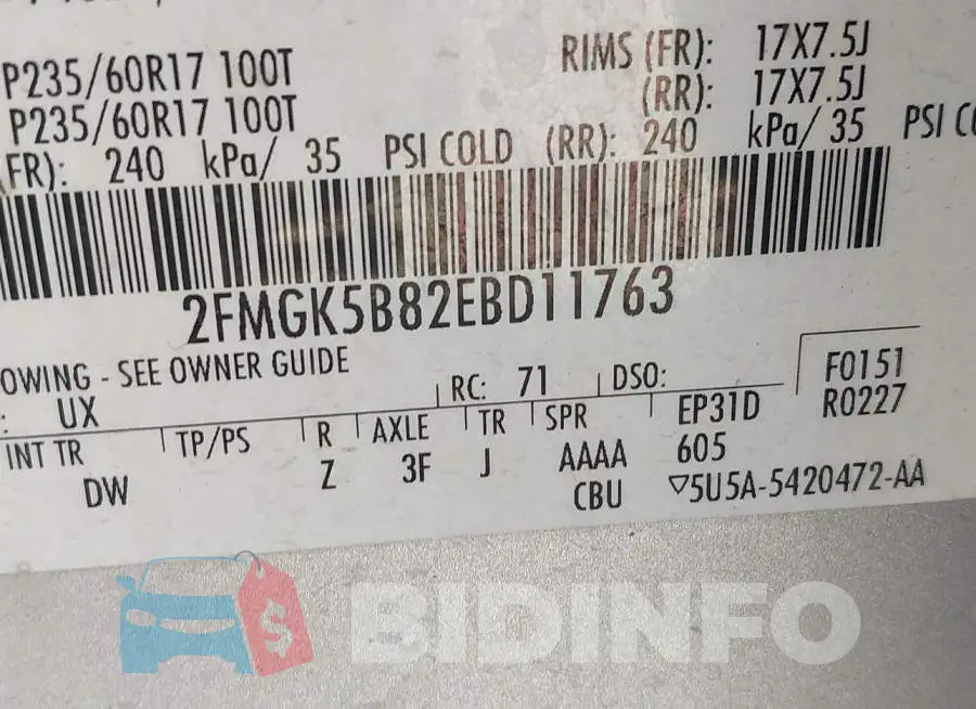 2FMGK5B82EBD11763 Photo# 9