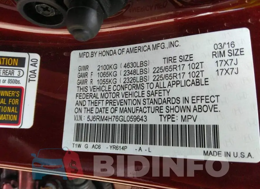 5J6RM4H76GL059643 Photo# 9