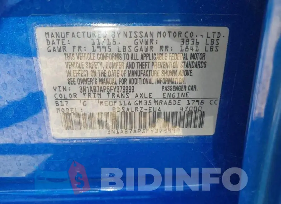 3N1AB7AP5FY379999 Photo# 9