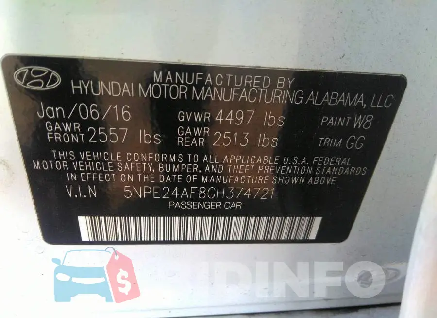 5NPE24AF8GH374721 Photo# 9