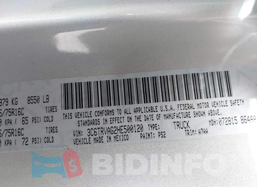 3C6TRVAG2HE500120 Photo# 9