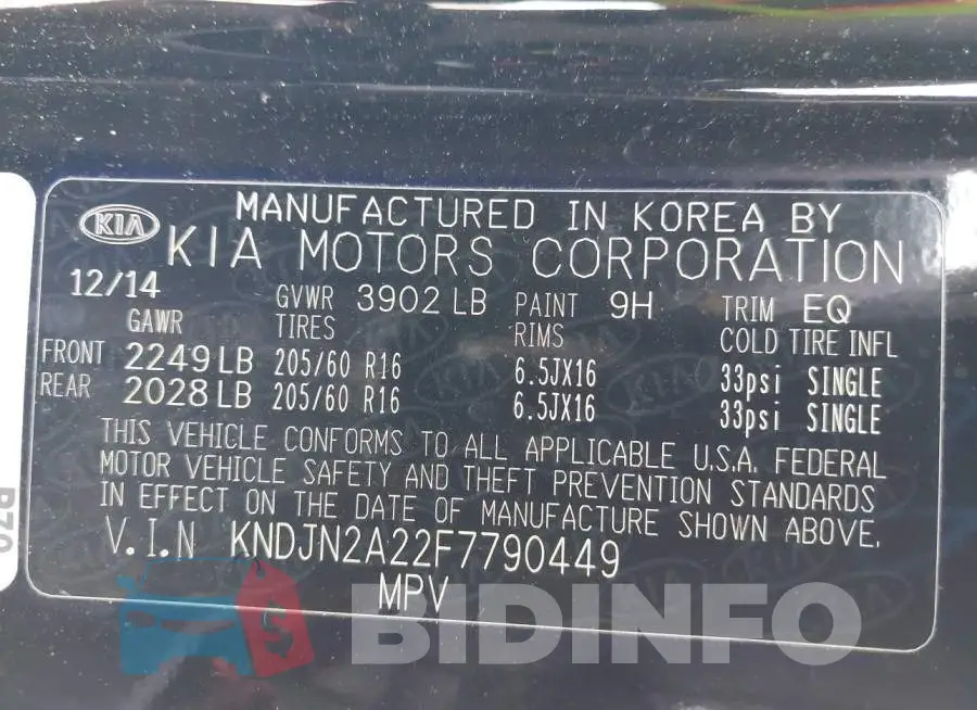 KNDJN2A22F7790449 Photo# 9