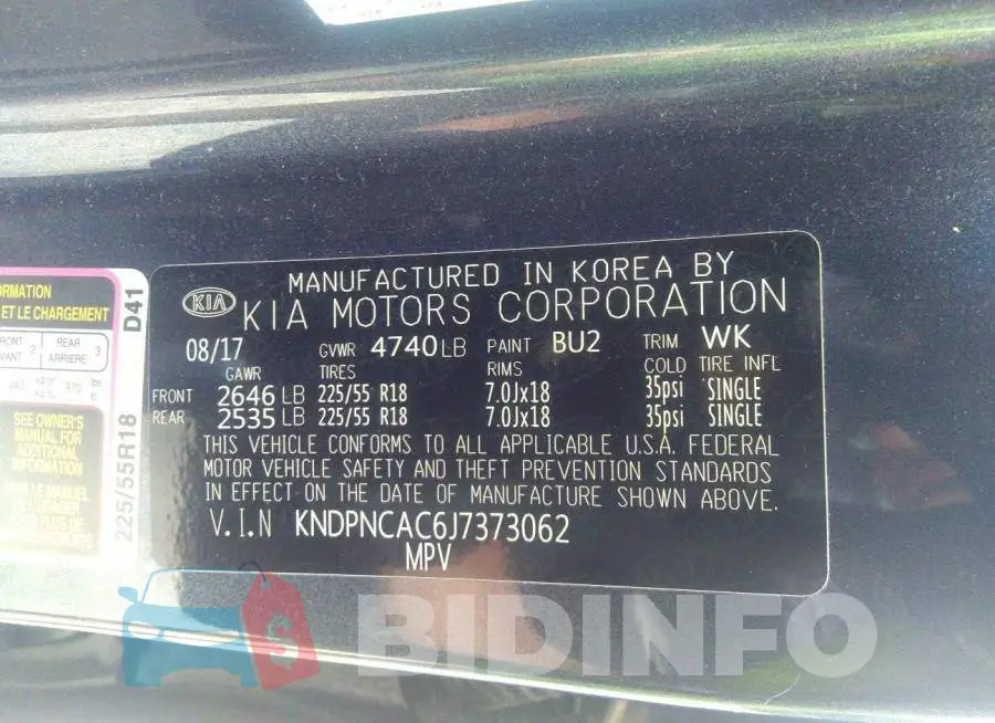 KNDPNCAC6J7373062 Photo# 9