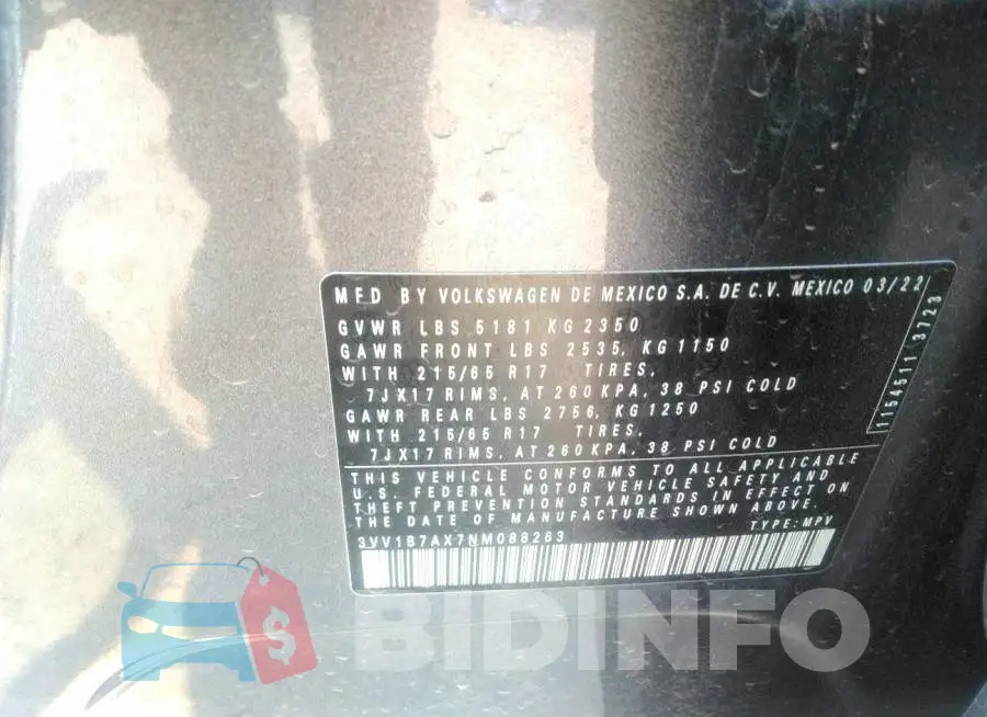 3VV1B7AX7NM088263 Photo# 9