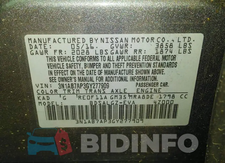 3N1AB7AP3GY277909 Photo# 9