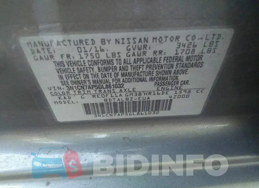 3N1CN7AP5GL861032 Photo# 9
