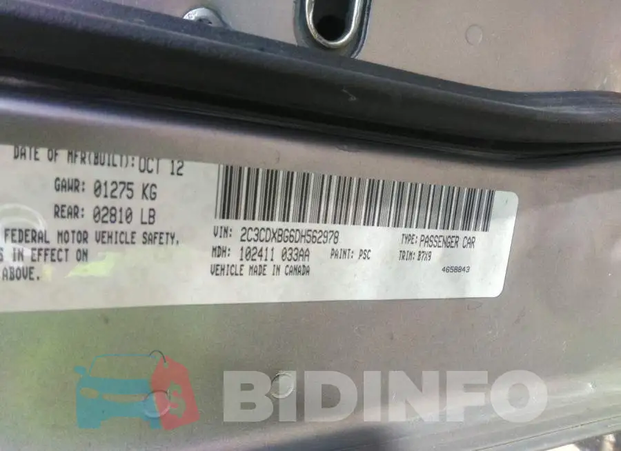 2C3CDXBG6DH562978 Photo# 9