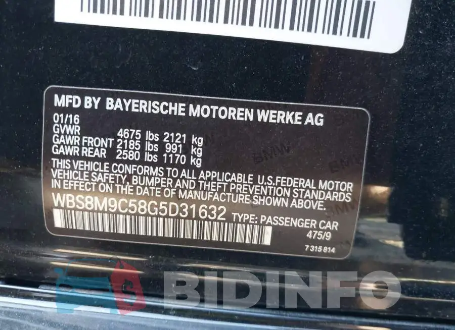 WBS8M9C58G5D31632 Photo# 9