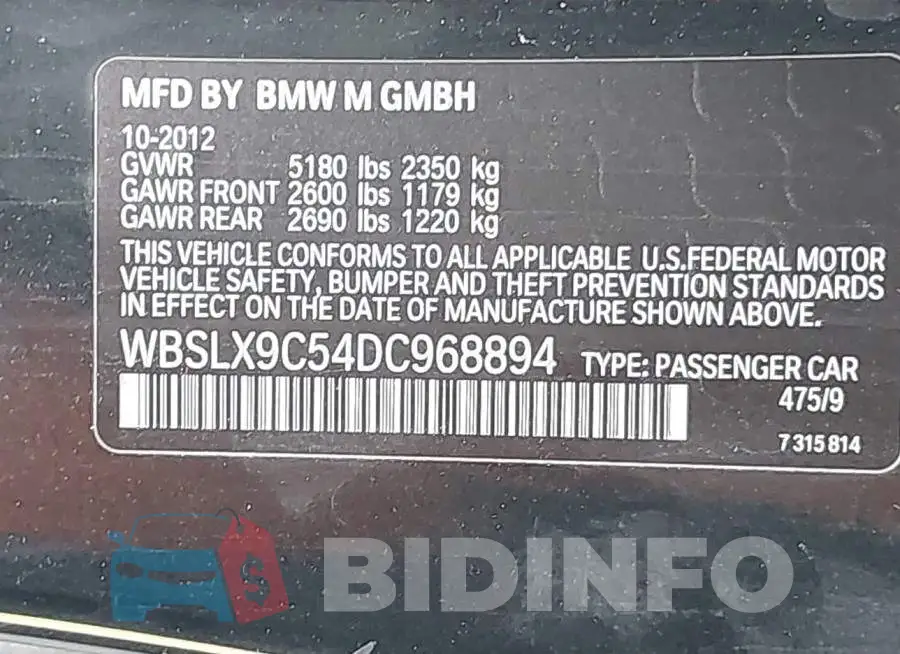 WBSLX9C54DC968894 Photo# 9