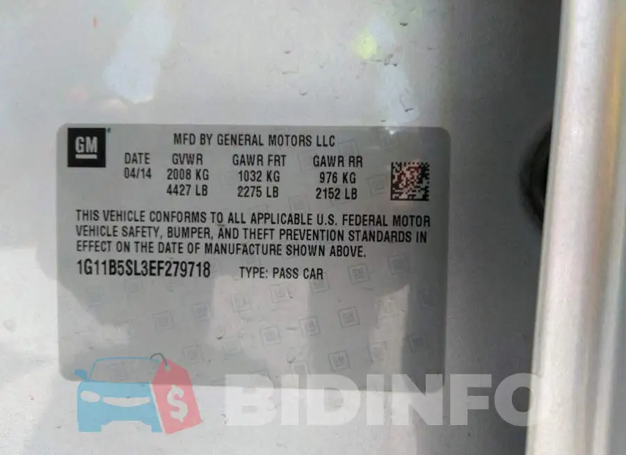 1G11B5SL3EF279718 Photo# 9