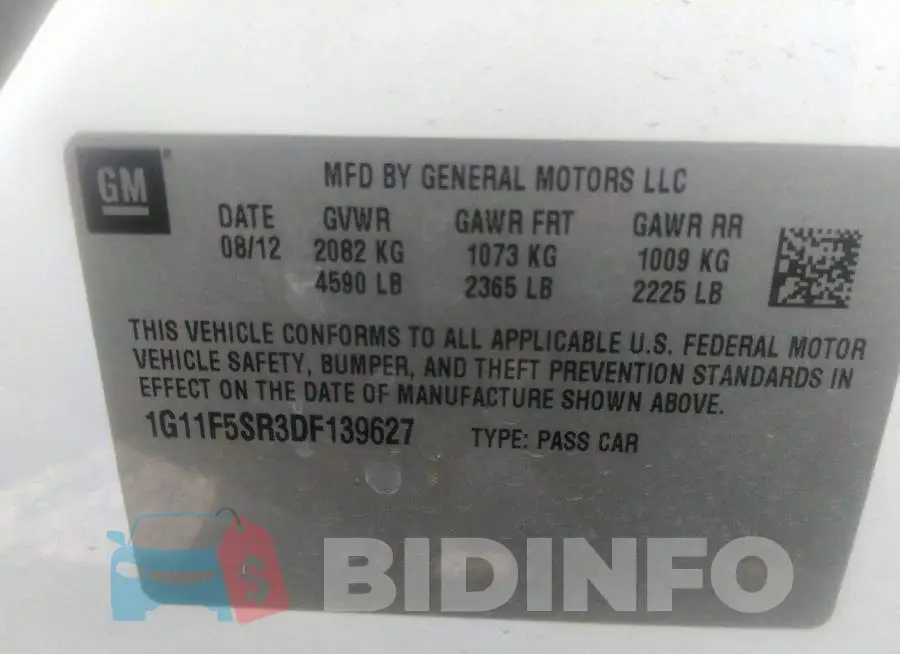 1G11F5SR3DF139627 Photo# 9