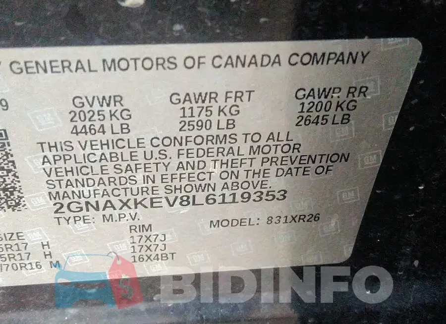 2GNAXKEV8L6119353 Photo# 9