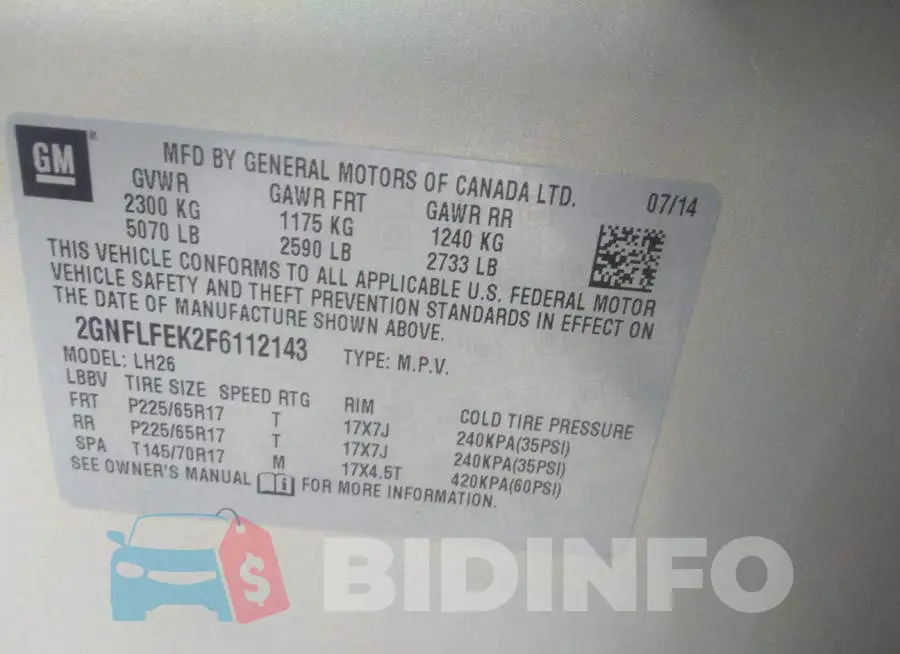 2GNFLFEK2F6112143 Photo# 9