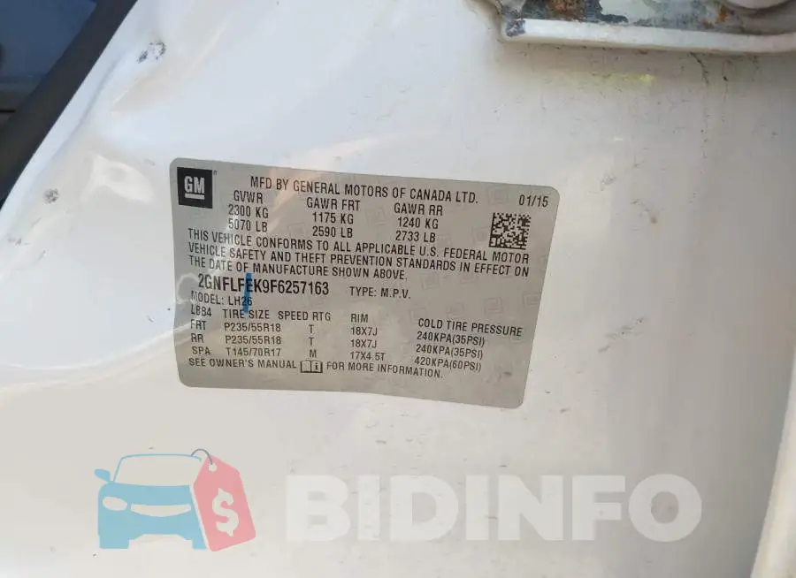 2GNFLFEK9F6257163 Photo# 9