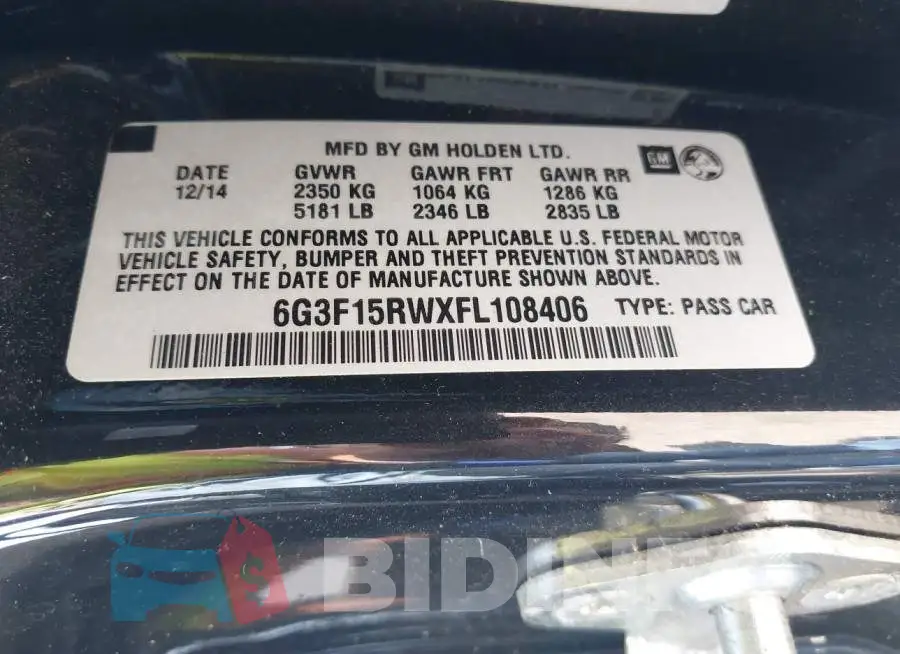 6G3F15RWXFL108406 Photo# 9