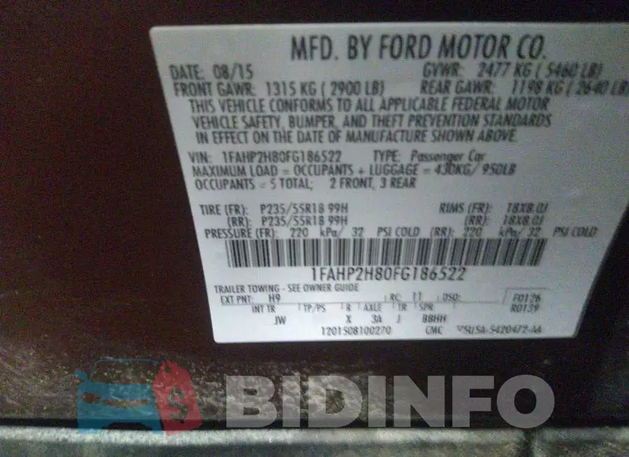 1FAHP2H80FG186522 Photo# 9