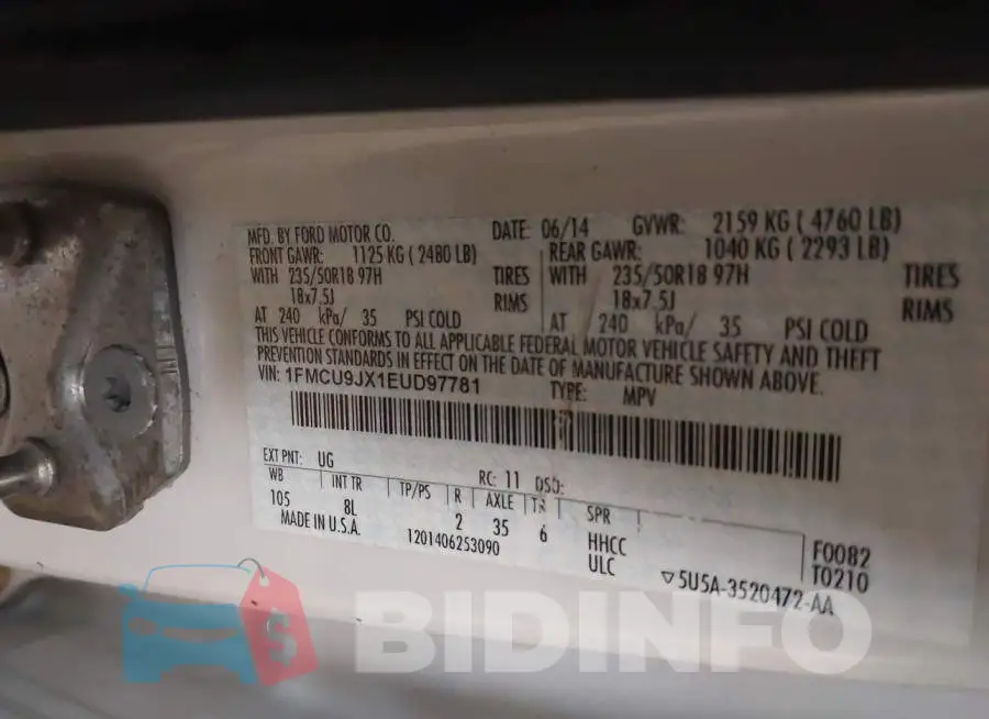 1FMCU9JX1EUD97781 Photo# 9