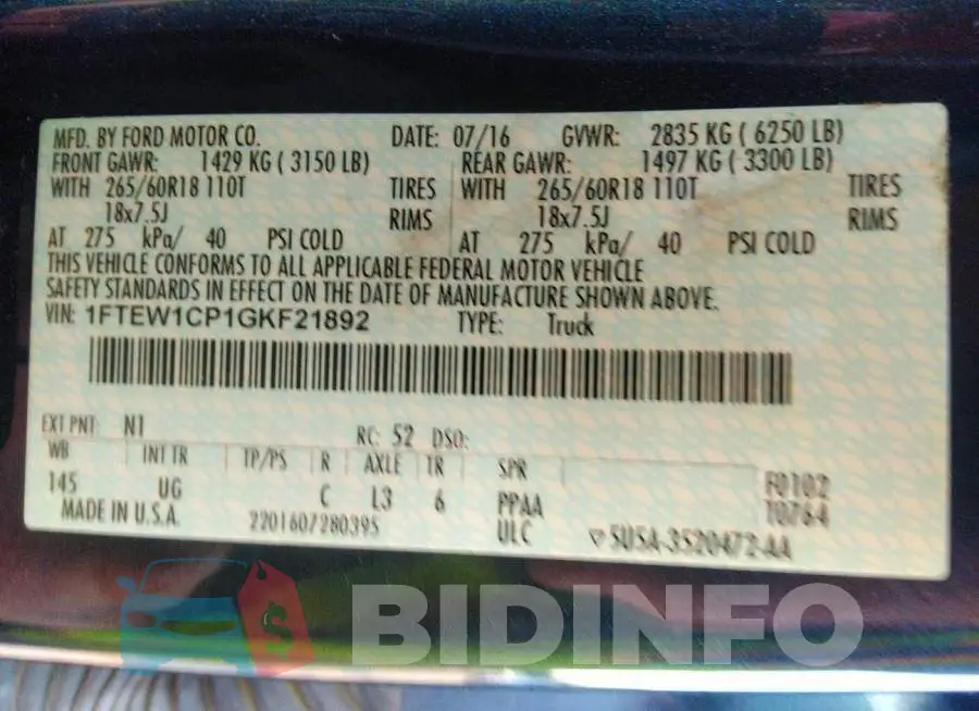 1FTEW1CP1GKF21892 Photo# 9