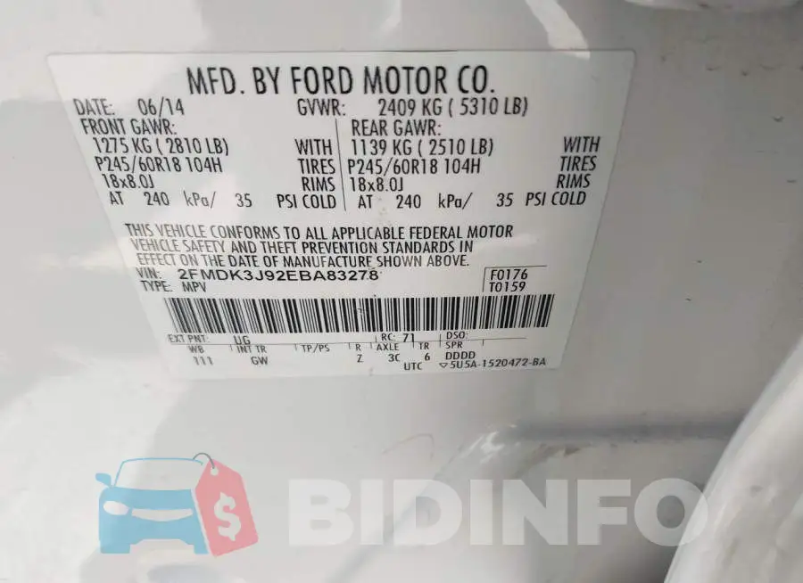 2FMDK3J92EBA83278 Photo# 9