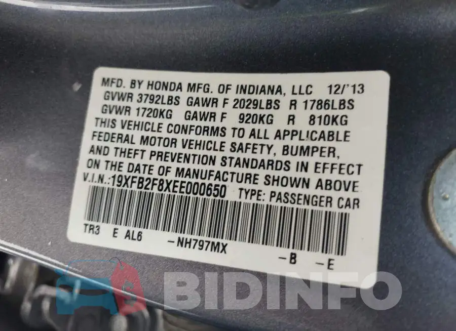 19XFB2F8XEE000650 Photo# 9