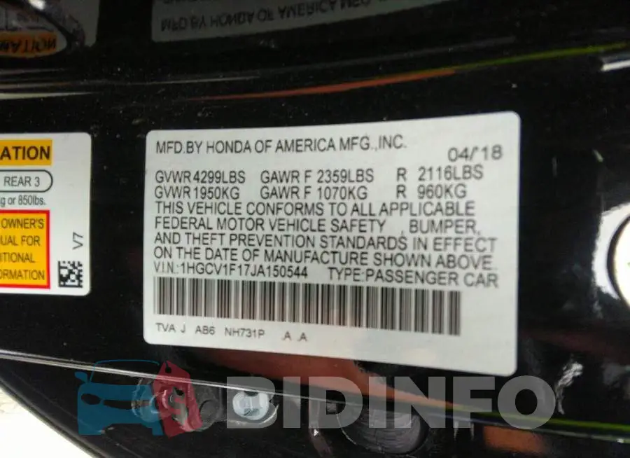 1HGCV1F17JA150544 Photo# 9