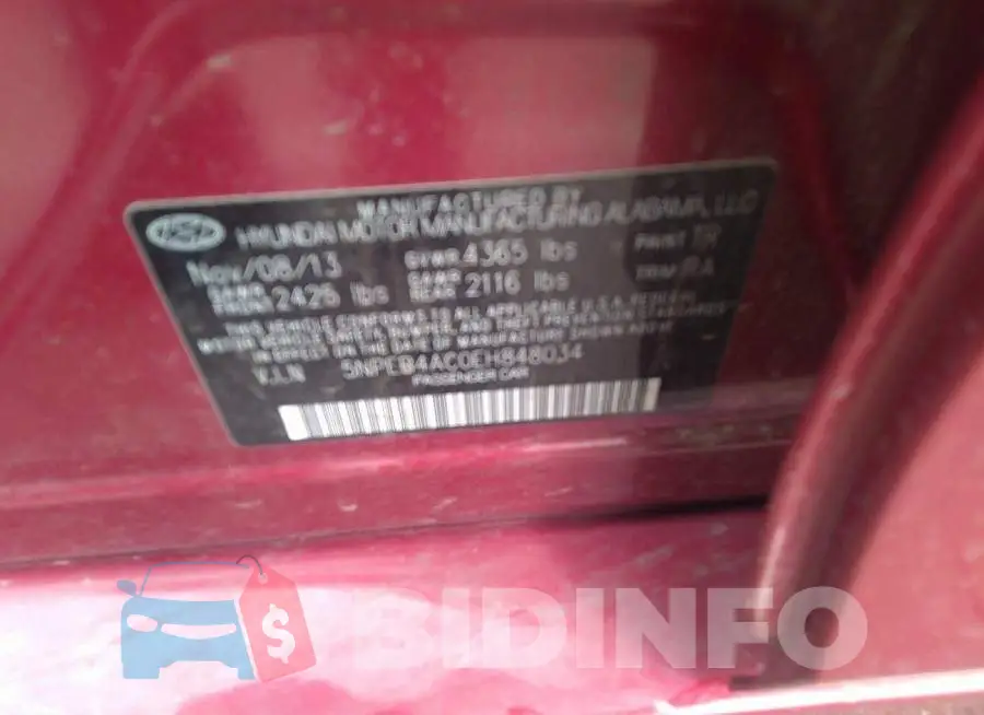 5NPEB4AC0EH848034 Photo# 9