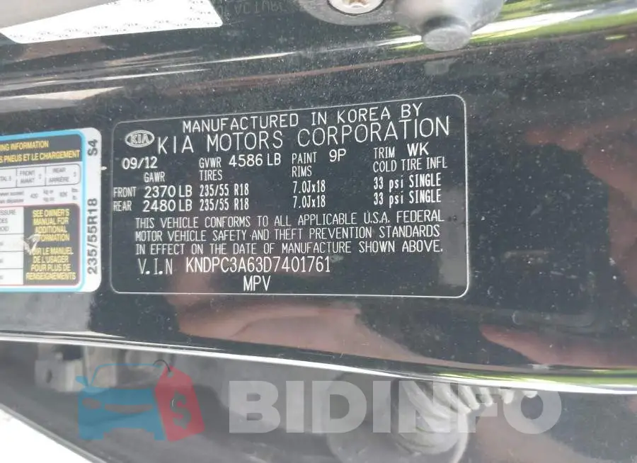 KNDPC3A63D7401761 Photo# 9