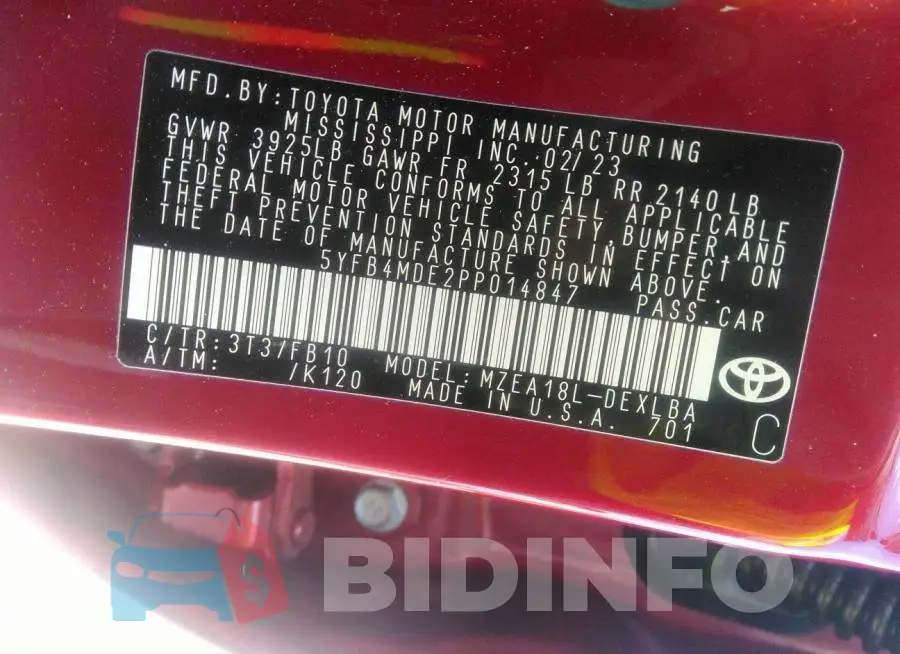 5YFB4MDE2PP014847 Photo# 9