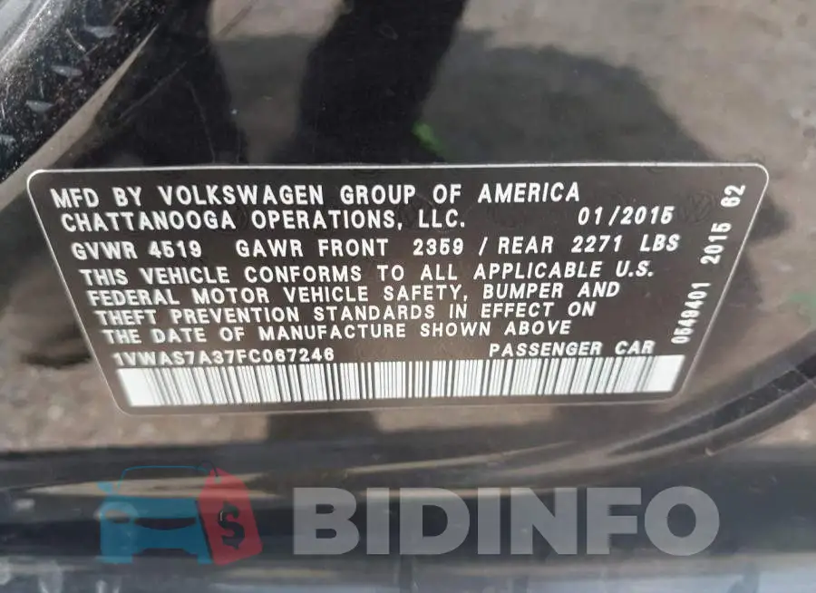 1VWAS7A37FC067246 Photo# 9