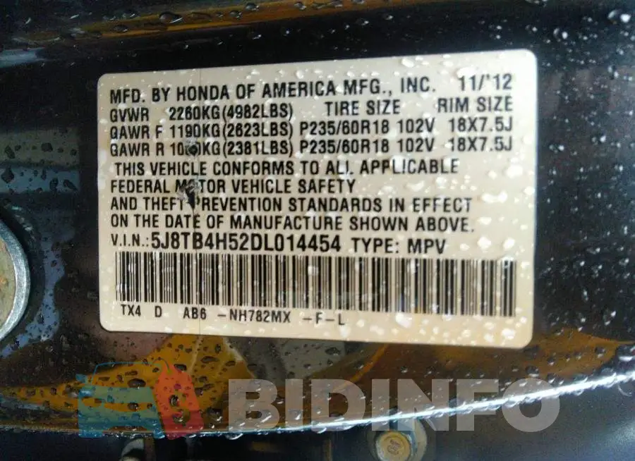 5J8TB4H52DL014454 Photo# 9