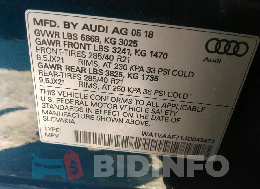 WA1VAAF71JD043473 Photo# 9