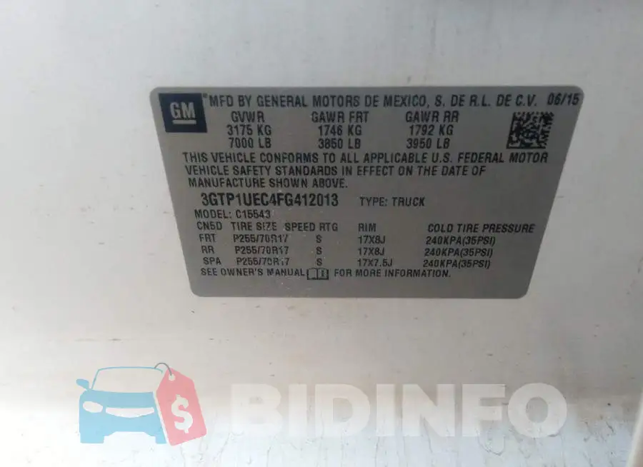 3GTP1UEC4FG412013 Photo# 9
