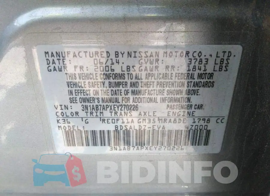 3N1AB7APXEY270226 Photo# 9