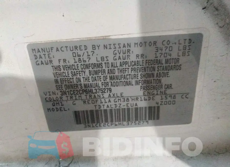 3N1CE2CP6HL375279 Photo# 9