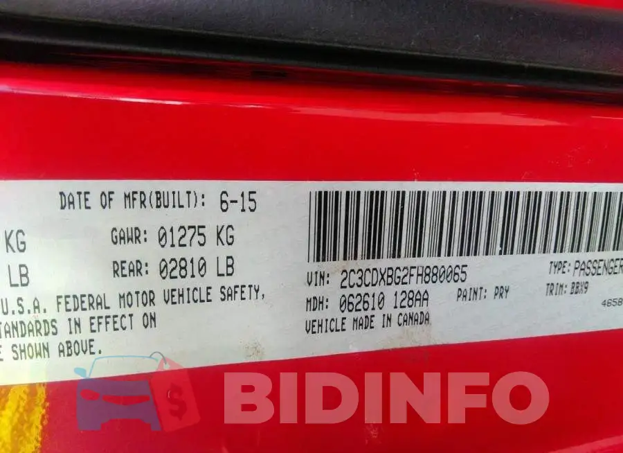 2C3CDXBG2FH880065 Photo# 9