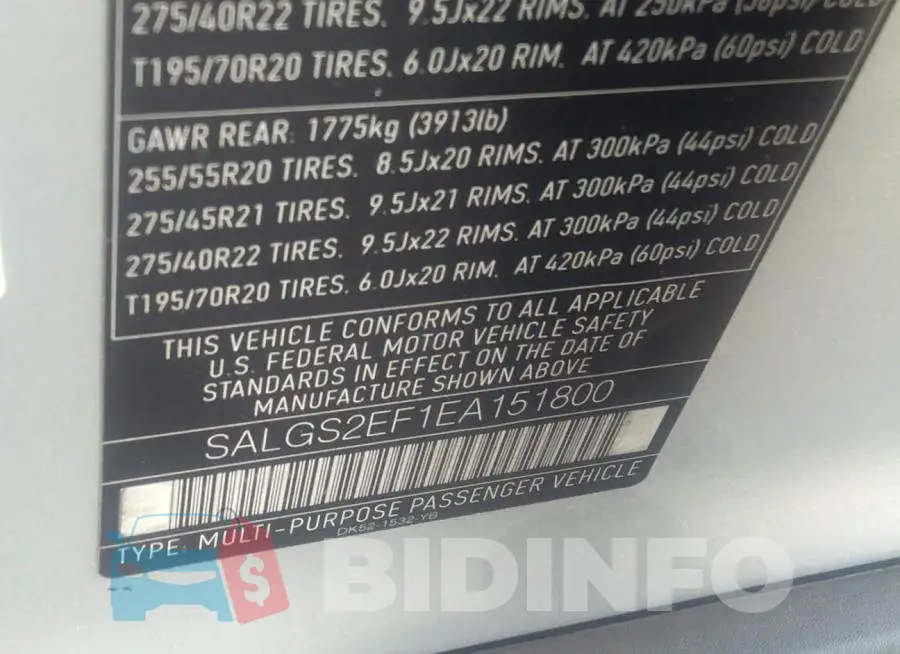 SALGS2EF1EA151800 Photo# 9