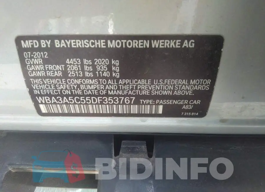 WBA3A5C55DF353767 Photo# 9