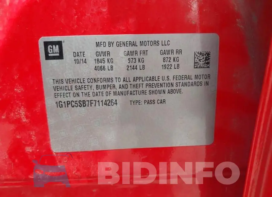 1G1PC5SB7F7114264 Photo# 9