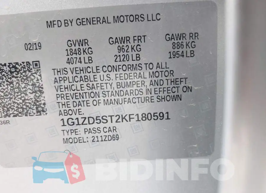 1G1ZD5ST2KF180591 Photo# 9