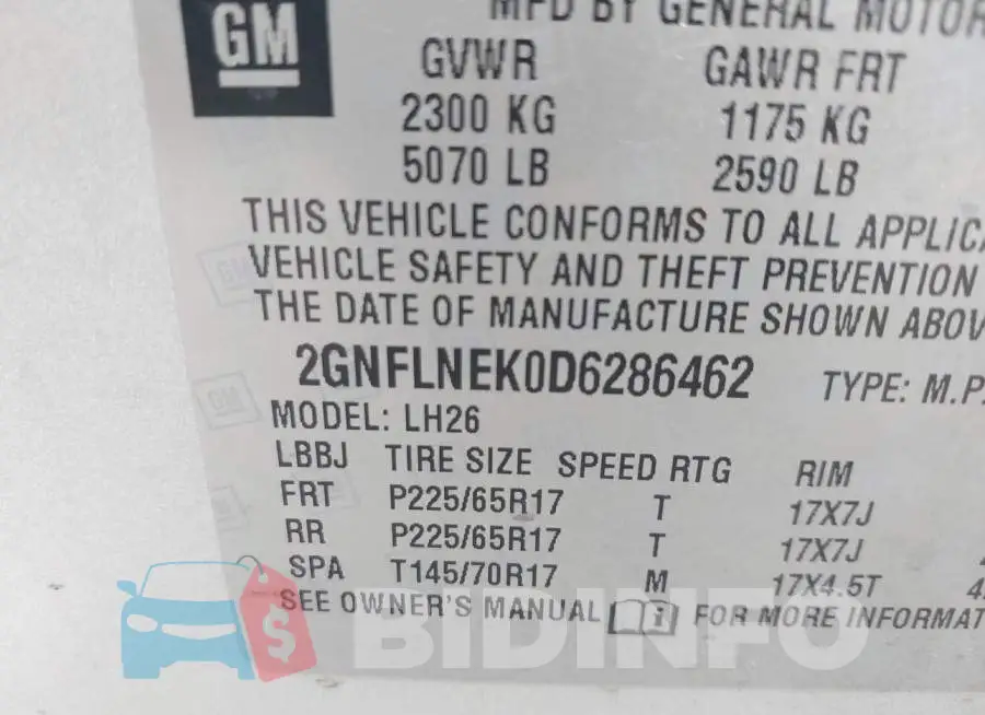 2GNFLNEK0D6286462 Photo# 9
