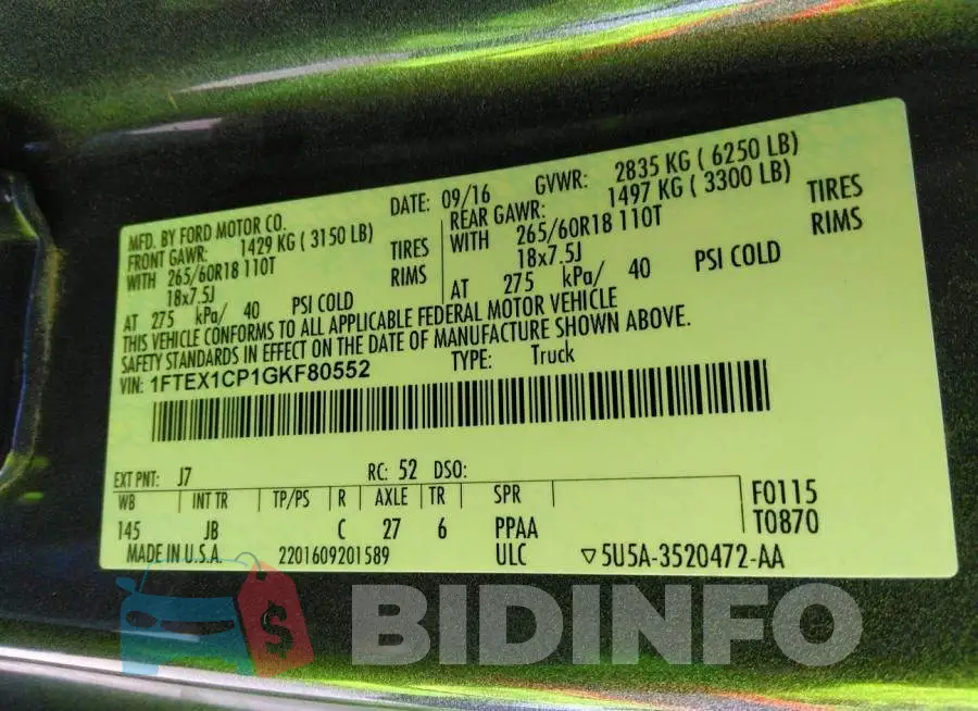 1FTEX1CP1GKF80552 Photo# 9