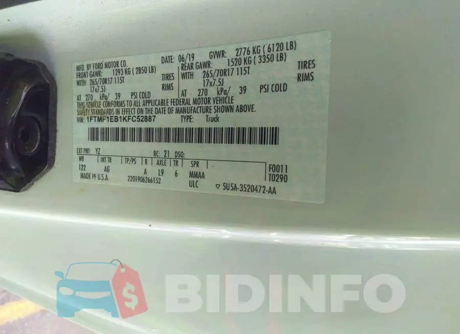 1FTMF1EB1KFC52887 Photo# 9